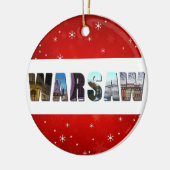 Warschau Polen Reisfoto Rode Snowflake kerst Keramisch Ornament (Links)