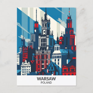 Warschau Polen Retro Kunstwerk Reizen Briefkaart