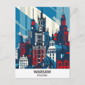 Warschau Polen Retro Kunstwerk Reizen Briefkaart (Voorkant)