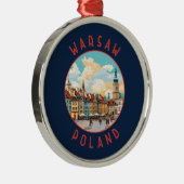 Warschau Polen Retro Noodcirkel Metalen Ornament (Rechts)
