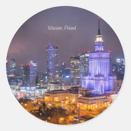 Warschau, Polen Ronde Sticker (Voorkant)