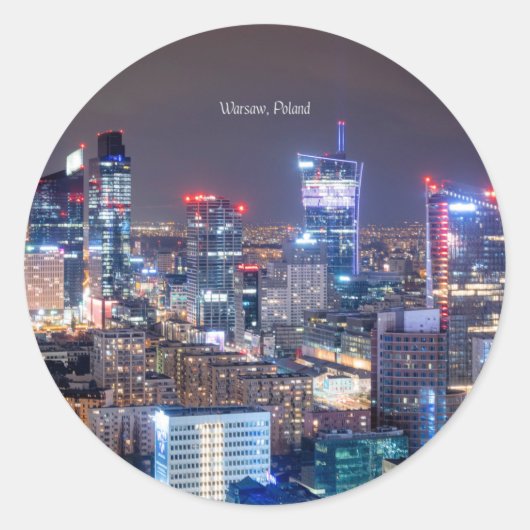 Warschau, Polen skyline Ronde Sticker (Voorkant)