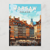 Warschau Polen Travel Art Vintage Briefkaart (Voorkant)