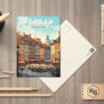 Warschau Polen Travel Art Vintage Briefkaart<br><div class="desc">Warschau retro vector reisontwerp. Het is een boeiende mix van architectonische stijlen,  van de charmante oude binnenstad tot het torenhoge Paleis van Cultuur en Wetenschap.</div>