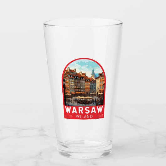 Warschau Polen Travel Art Vintage Glas (Voorkant)