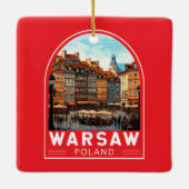 Warschau Polen Travel Art Vintage Keramisch Ornament (Achterkant)