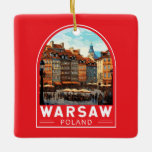 Warschau Polen Travel Art Vintage Keramisch Ornament<br><div class="desc">Warschau retro vector reisontwerp. Het is een boeiende mix van architectonische stijlen,  van de charmante oude binnenstad tot het torenhoge Paleis van Cultuur en Wetenschap.</div>