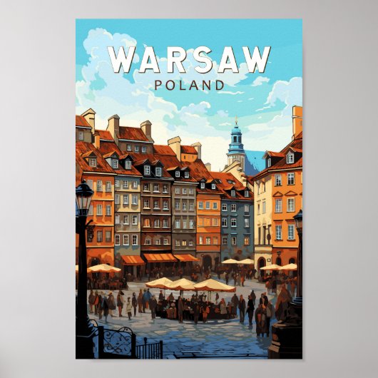 Warschau Polen Travel Art Vintage Poster (Voorkant)