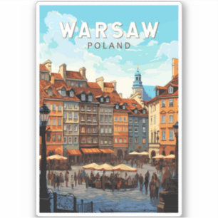 Warschau Polen Travel Art Vintage Sticker