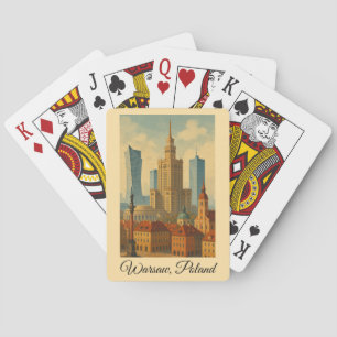 Warschau Polen Vintage Travel Art Pokerkaarten