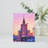 Warschau Polen Waterverf Illustratie Briefkaart (Staand voorkant)