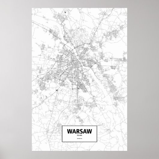 Warschau, Polen (zwart op wit) Poster (Voorkant)