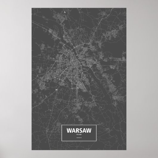 Warschau, Polen (zwart wit) Poster (Voorkant)