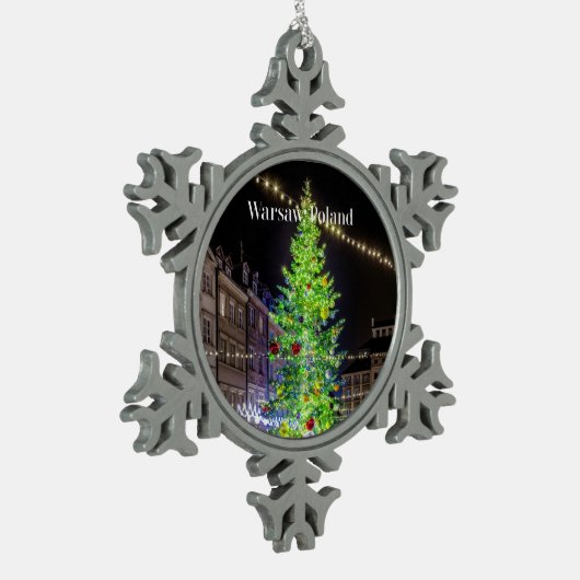 Warschau, Poolse kerstfeestdag Tin Sneeuwvlok Ornament (Links)