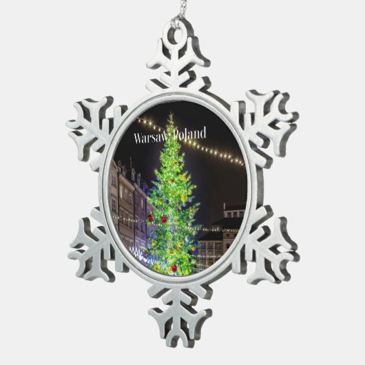 Warschau, Poolse kerstfeestdag Tin Sneeuwvlok Ornament (Rechts)
