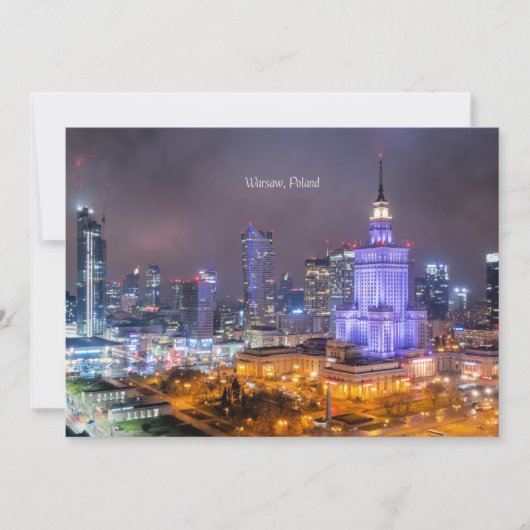 Warschau, Poolse skyline-foto, Kaart (Voorkant)