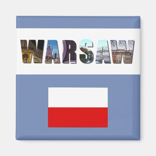 Warschau Poolse vlag Magneet (Voorkant)