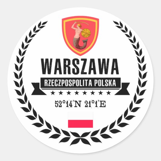 Warschau Ronde Sticker (Voorkant)