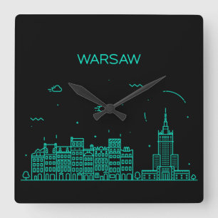 Warschau skyline vierkante klok