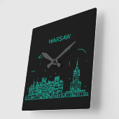 Warschau skyline vierkante klok (Hoek)