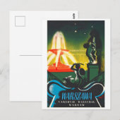 Warschau, verlichte fontein briefkaart (Voorkant / Achterkant)