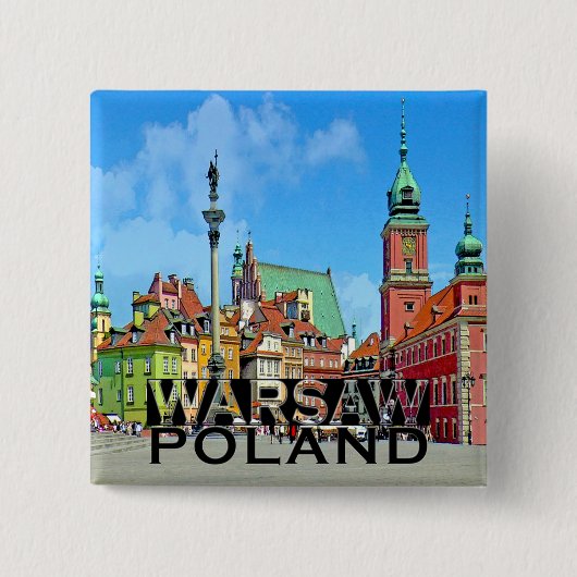 Warschau Vierkante Button 5,1 Cm (Voorkant)