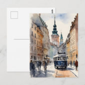 Warschau waterverf kunst briefkaart (Voorkant / Achterkant)