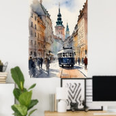 Warschau waterverf kunst poster (Thuiskantoor)