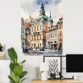 Warschau waterverf kunst poster (Thuiskantoor)