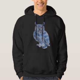 Warter Kleur Schilderij Bold Blue Uil Hoodie
