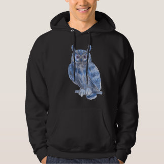 Warter Kleur Schilderij Bold Blue Uil Hoodie
