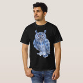 Warter Kleur Schilderij Bold Blue Uil T-shirt (Voorkant volledig)