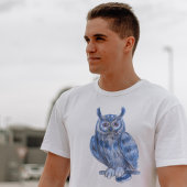 Warter Kleur Schilderij Bold Blue Uil T-shirt