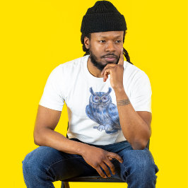 Warter Kleur Schilderij Bold Blue Uil T-shirt