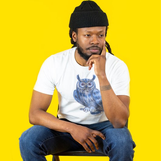 Warter Kleur Schilderij Bold Blue Uil T-shirt