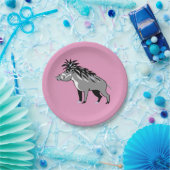 Warthog - Cool pink WARTY PIG - Dierenvriend - Papieren Bordje (Feest)