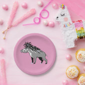Warthog - Cool pink WARTY PIG - Dierenvriend - Papieren Bordje (Feest)
