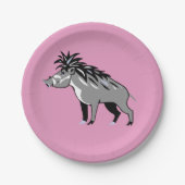 Warthog - Cool pink WARTY PIG - Dierenvriend - Papieren Bordje (Voorkant)