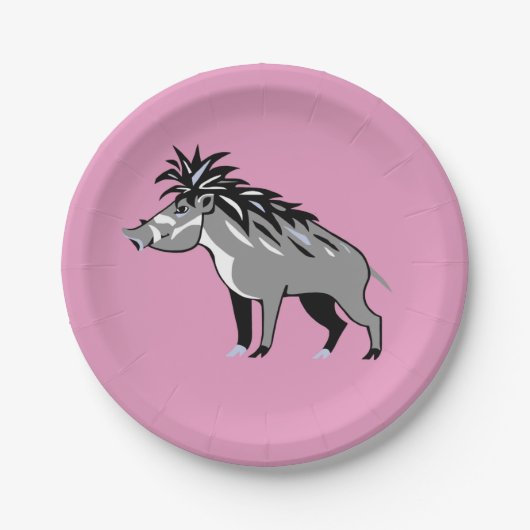 Warthog - Cool pink WARTY PIG - Dierenvriend - Papieren Bordje (Voorkant)
