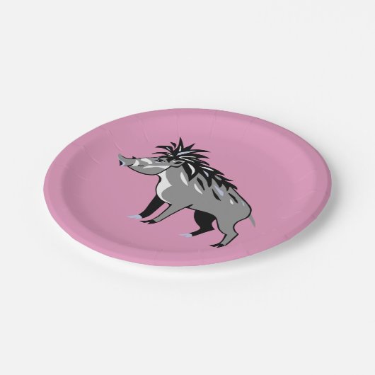 Warthog - Cool pink WARTY PIG - Dierenvriend - Papieren Bordje (Gekanteld)