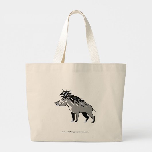 Warthog - Cool Warty Pig - Bedreigd dier - Grote Tote Bag (Achterkant)