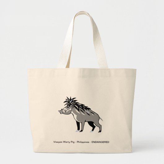 Warthog - Cool Warty Pig - Bedreigd dier - Grote Tote Bag (Voorkant)