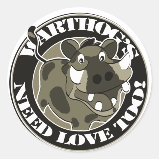 Warthog Love Ronde Sticker (Voorkant)