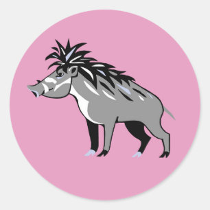 Warthog - Schattige roze Wratvarken - Wildlife - N Ronde Sticker