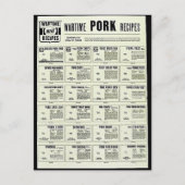 Wartime Pork Recipes Briefkaart (Voorkant)