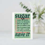  Wartime "Sugar - Save It" Poster Briefkaart (Staand voorkant)