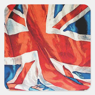  Wartime Wavy Union Jack Britse vlag Vierkante Sticker
