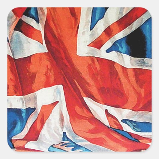 Wartime Wavy Union Jack Britse vlag Vierkante Sticker (Voorkant)