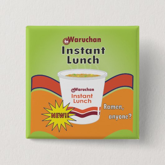 Waruchan - Ramen Vierkante Button 5,1 Cm (Voorkant)