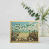 Warwick Beach Vintage Travel Briefkaart (Staand voorkant)